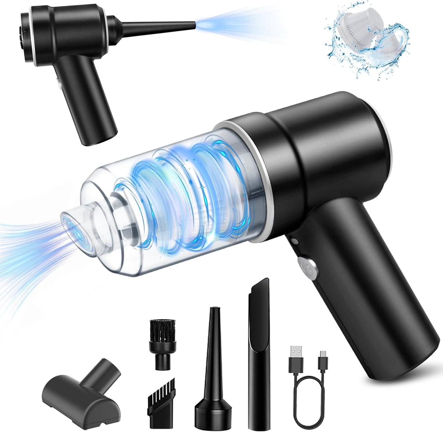Handheld Vacuum Cordless, Mini Car Vacuum with LED, Electric Air Duster & Vacuum Cleaner 2 in 1