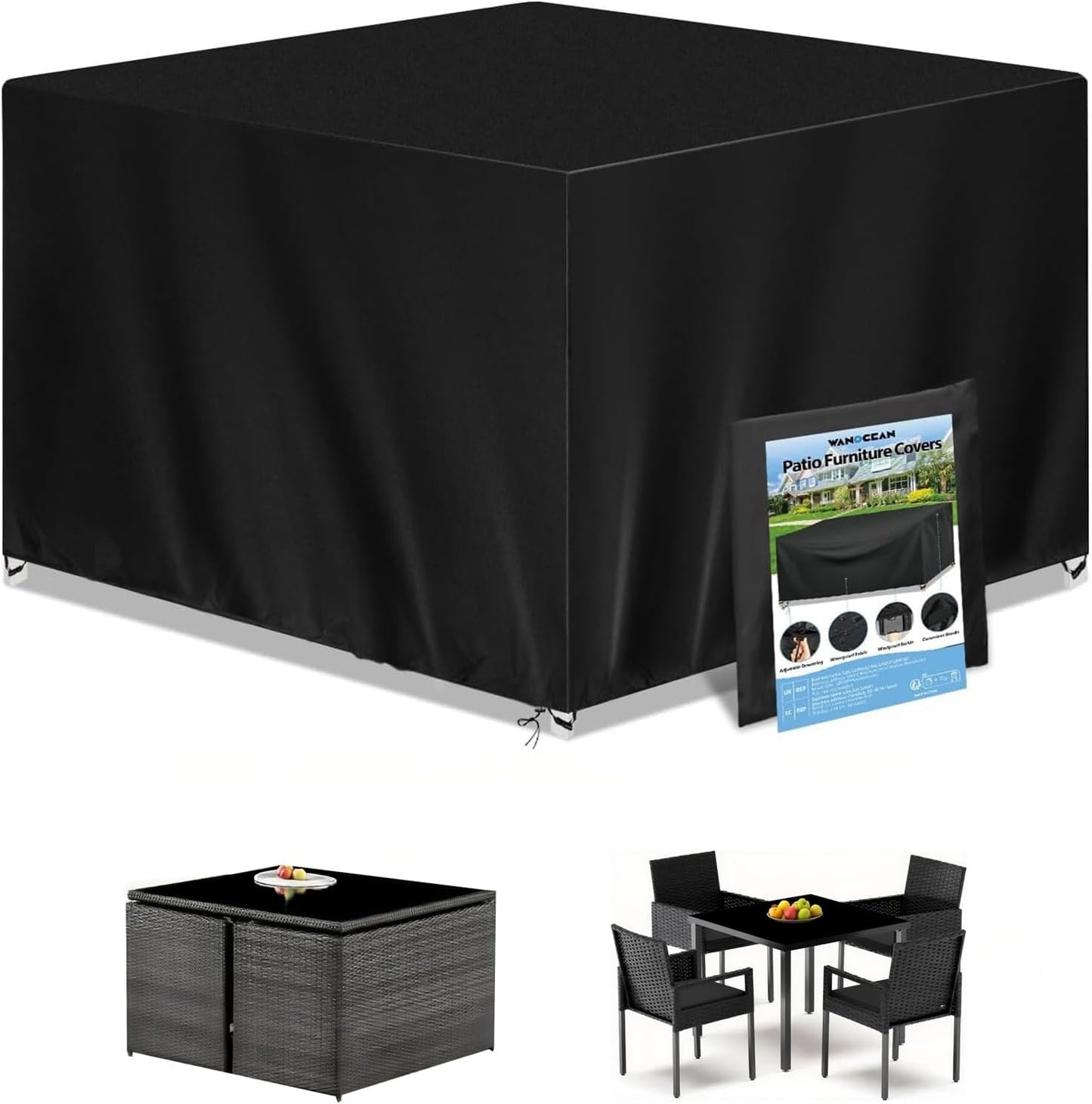 55x55 Dust55" 55" 35" Wanocean Patio Furniture Covers Waterproof, Outdoor Furniture Cover with Storage Bag, Outdoor