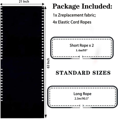 21 Inch Zero Gravity Chair Replacement Fabric with Bungee Cord Kit, Wide Repair Cloth with Replacement Cord