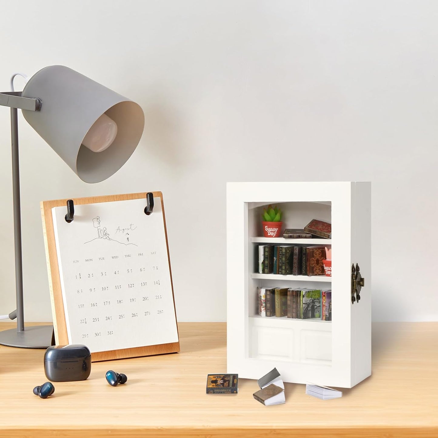 24 Anxiety Bookshelf with Real Mini Books, Unique Mini Book Shelf, Miniature Library Gifts for Book Lovers, Anxiety