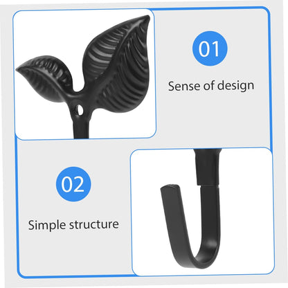 4pcs Bathroom Door Hooks, Entryway Key Hook Wall Coat Hooks, Decorative Iron Art Hook Leaf Shaped