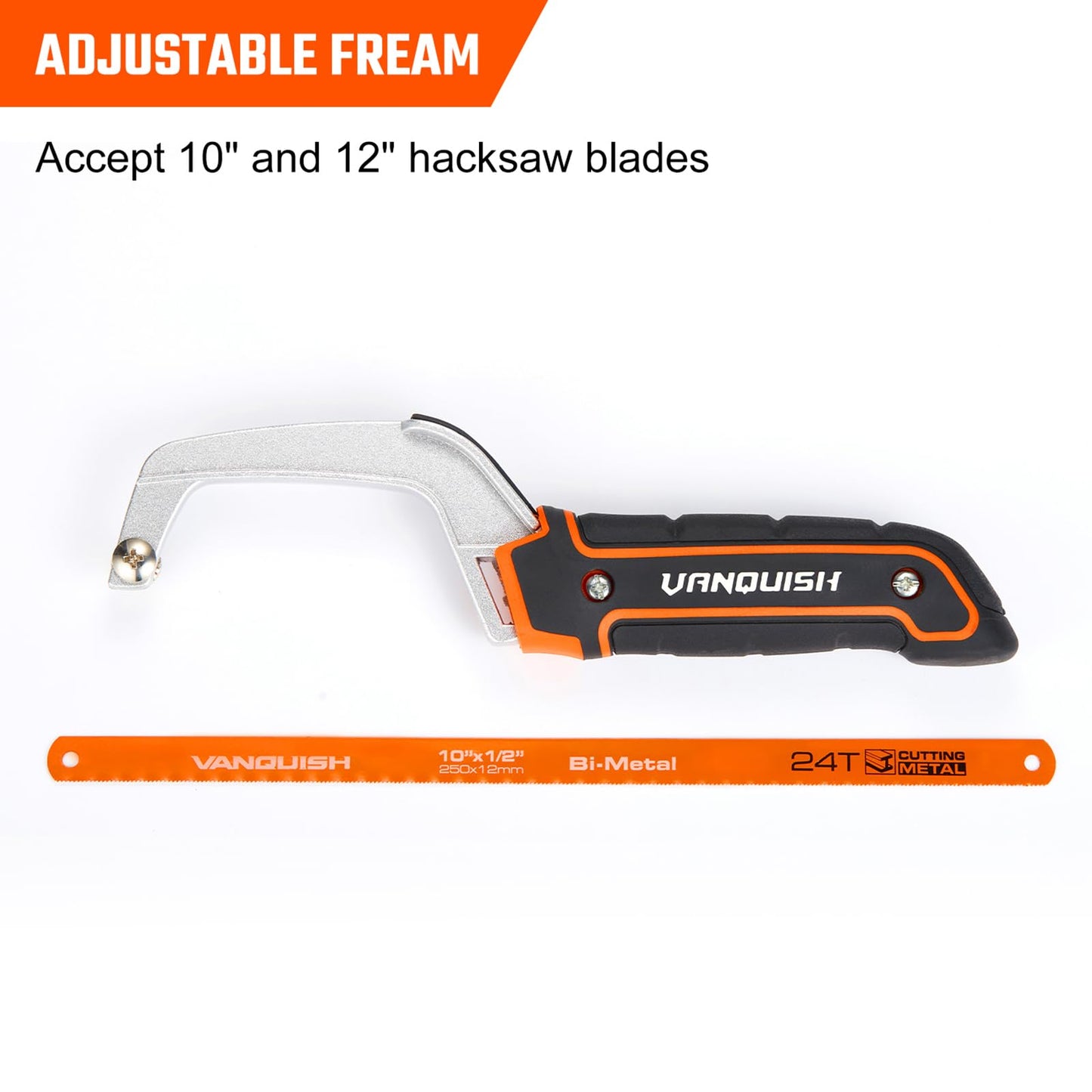 VANQUISH Aluminum Frame Mini Wood Hack Saw with 2 Piece Extra Flexible Bi-Metal HSS Blades Cutter Hand Hacksaw for Woodworking and Metal NW4851