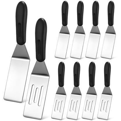 LemonRoad 10 Pcs Small Metal Spatula Mini Stainless Steel Spatula for Kitchen Cooking Serving and Turning Ideal for Brownie Pancakes Desserts Cookie Eggs Lasagna