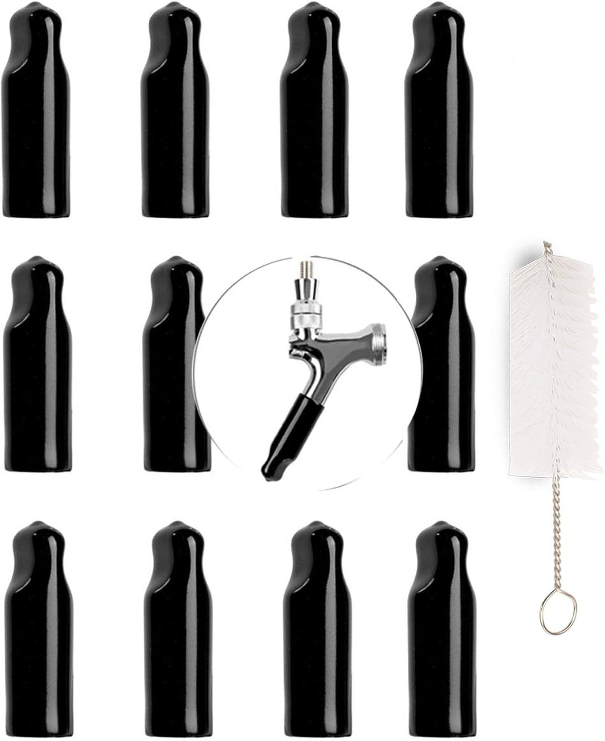 Beer Tap Cover, Draft Faucet Keg Caps, Rubber Tap Soother, 12+1 Pcs with Brush