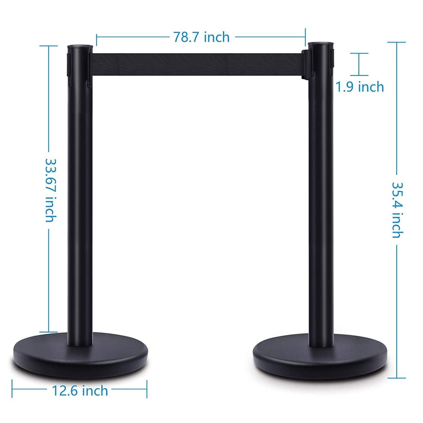 DuraSteel Retractable Belt Stanchion Posts 6-Pack - 6.5ft Crowd Control Barriers - Metal Line Dividers for Restaurants, Banks, Airports, Events - Indoor/Outdoor Queue Rope Barriers