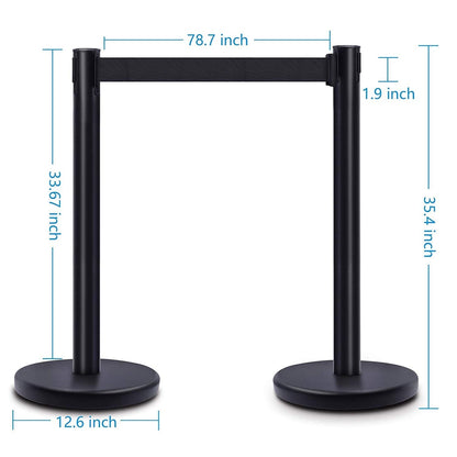 DuraSteel Retractable Belt Stanchion Posts 6-Pack - 6.5ft Crowd Control Barriers - Metal Line Dividers for Restaurants, Banks, Airports, Events - Indoor/Outdoor Queue Rope Barriers