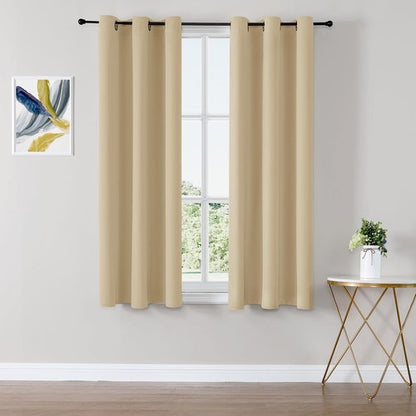 ChrisDowa Blackout Curtains - Thermal Insulated Room Darkening Panels, 54 Inches Long, Biscotti Beige (Set of 2)