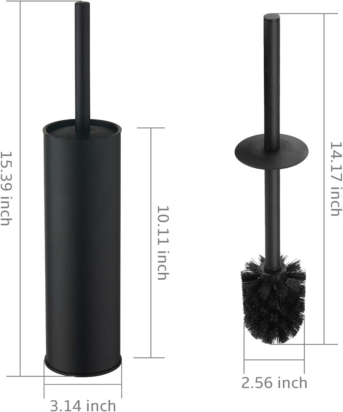 2 BGL Stainless Steel Toilet Brush with Holder, Black Bristle Heads