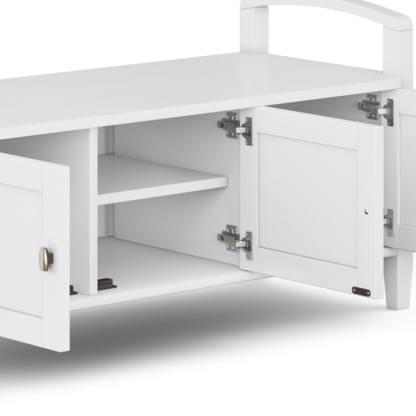 SIMPLIHOME Warm Shaker Entryway Storage Bench - 44 inch Wide Solid Wood Storage Seat in White, Transitional Bench Seat for Mudroom or Living Room with Lift-Up Lid and Shaker-Style Panels