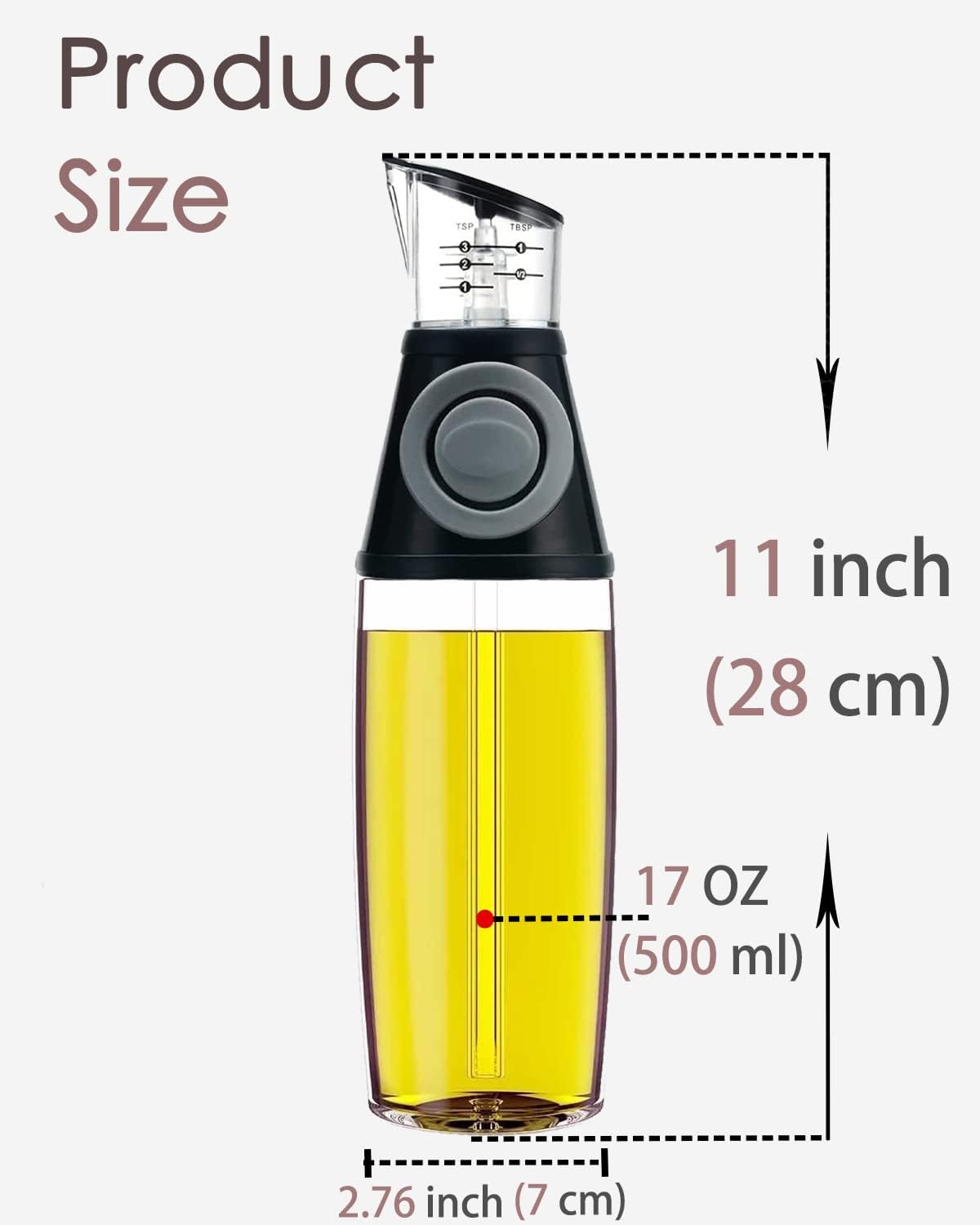 17oz Oil Dispenser Bottle, Olive Oil Dispenser Oil Sprayer, Clear Glass Refillable Oil and Vinegar Dispenser Bottle