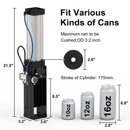 Pneumatic Can Crusher, Heavy-Duty Smasher for Aluminum Seltzer, Soda, Beer Cans and Bottles for Recycling Tools,8.5/11/12/16 Oz Metal Aluminum Cans Crusher,Gadgets for Home (Manual Button)
