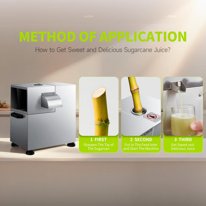 BOOROS Commercial Sugar Cane Juicer Machine 1100W Electric Sugar Cane Juicer 4-Rollers Sugar Cane Machine With 661 Lbs/h Working Efficiency for Restaurants,Hotels,Snack Bars,110V