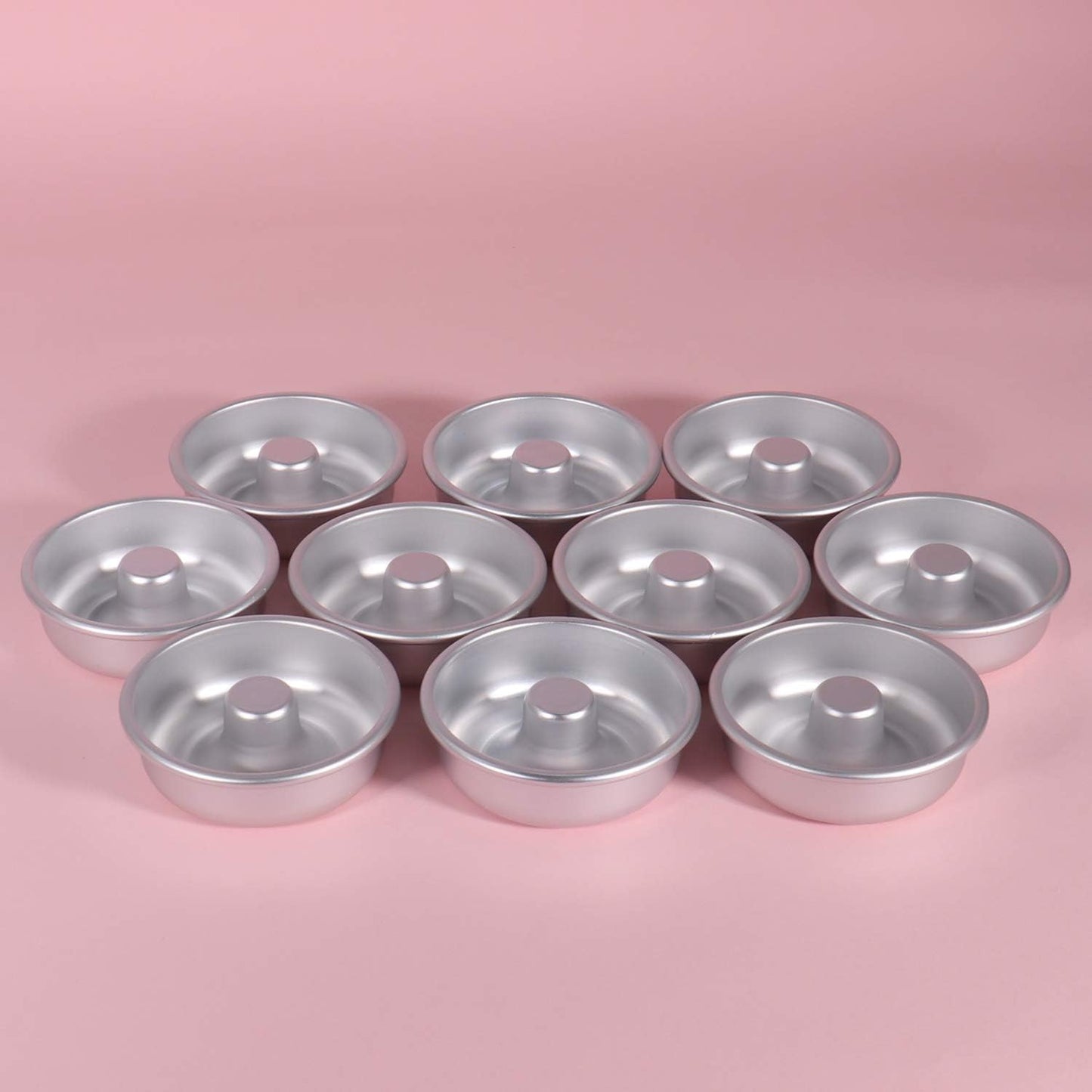 10PCS Non-Stick Individual Donut Pan for Baking, Sturdy Anodized Aluminum Alloy, DIY Doughnut Cake Mould Bakery Tools