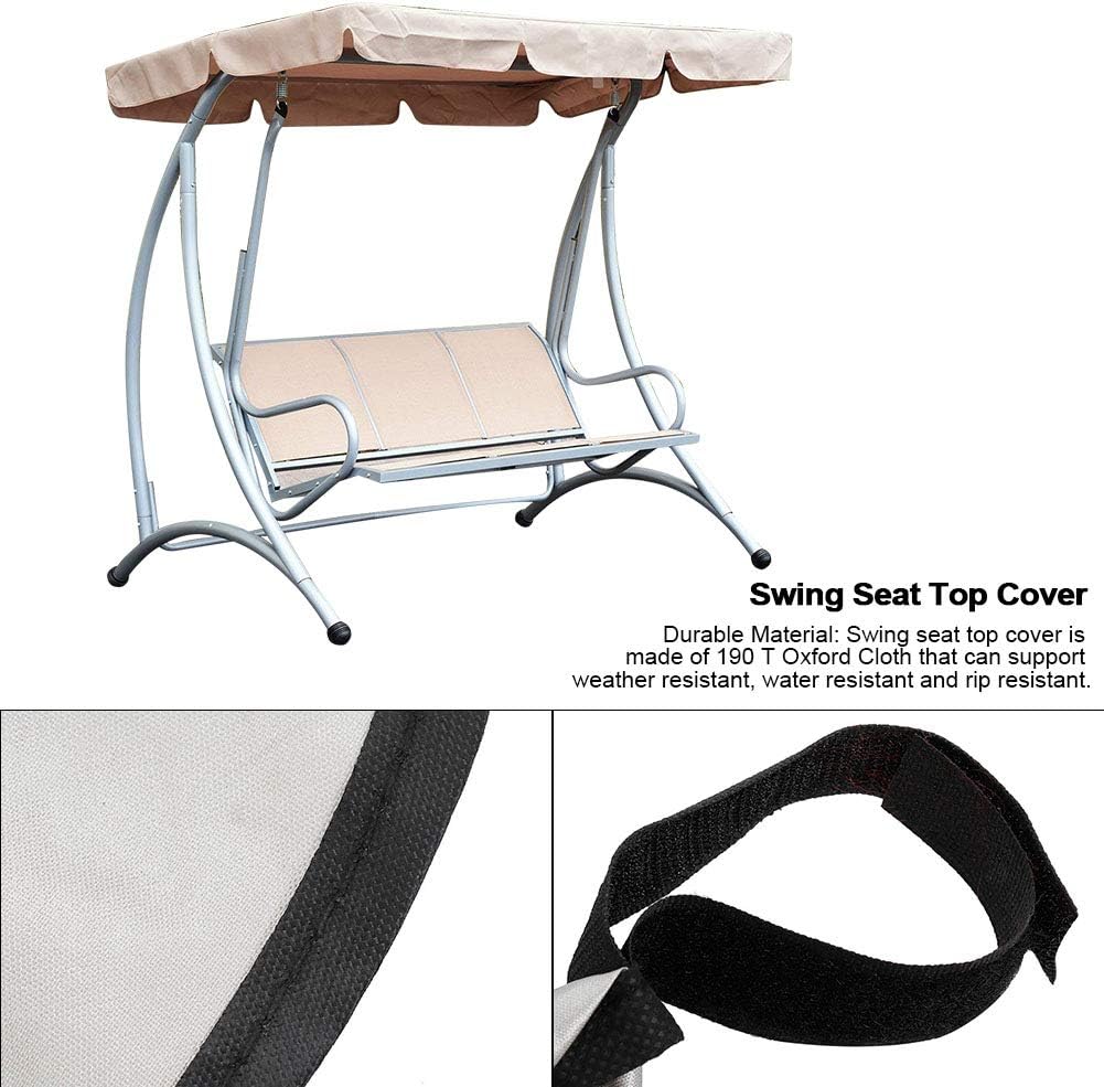Windproof Porch Swing Canopy Top Cover, Waterproof Sunshade Protector for Outdoor Garden Patio Swing Seat