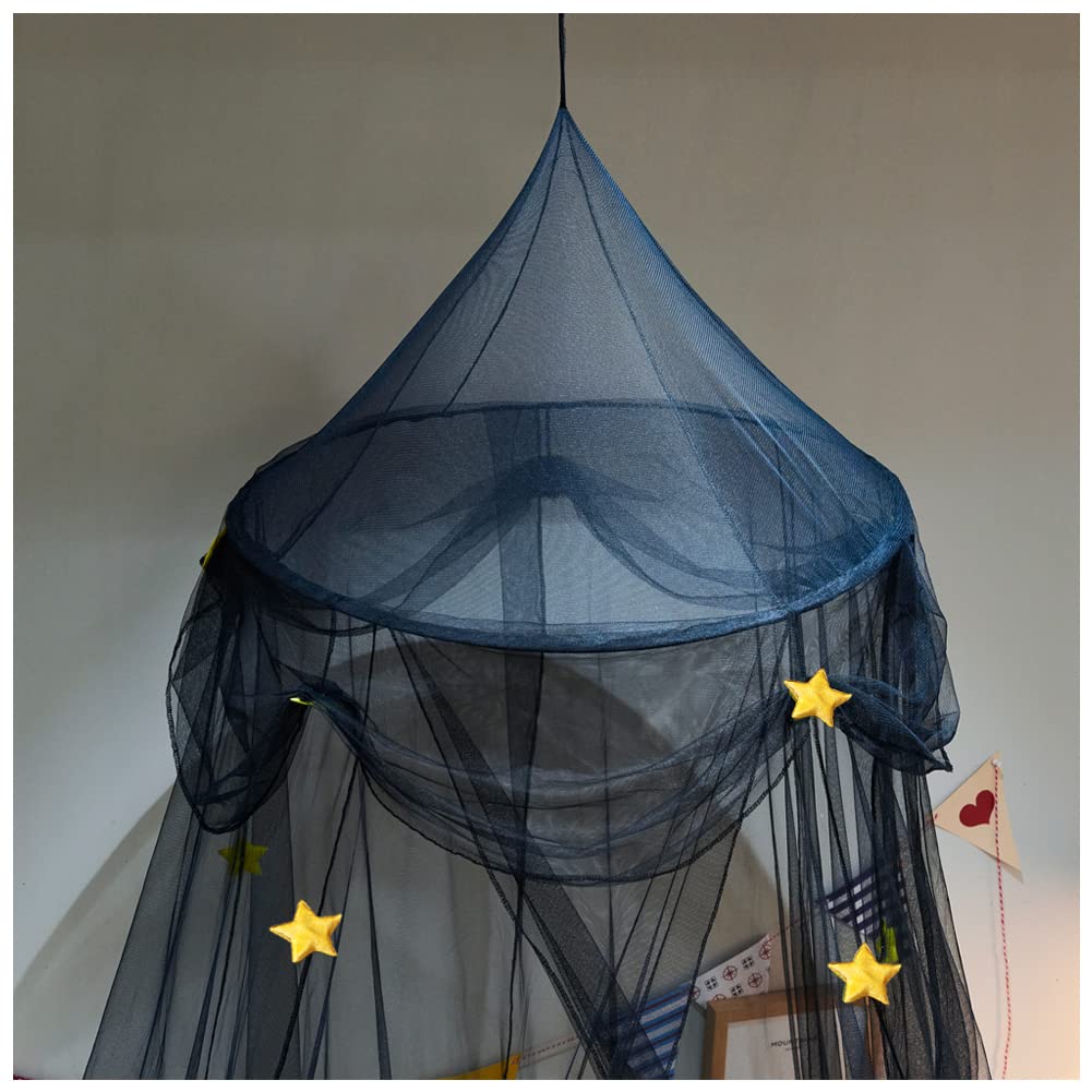 NYDECOR Mosquito Net Canopy Bed Curtains Dome Stars Hanging Princess Bed Canopy Tents for Girls Boys Kids Room Decor Reading Nook Canopies, Black