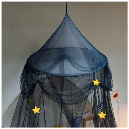 NYDECOR Mosquito Net Canopy Bed Curtains Dome Stars Hanging Princess Bed Canopy Tents for Girls Boys Kids Room Decor Reading Nook Canopies, Black