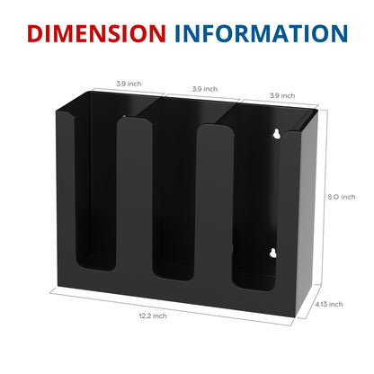 KOTEMON Acrylic Cup and Lid Holder, 3 Compartment, Disposable Coffee Cup Dispenser Cup Storage Organizer, Black