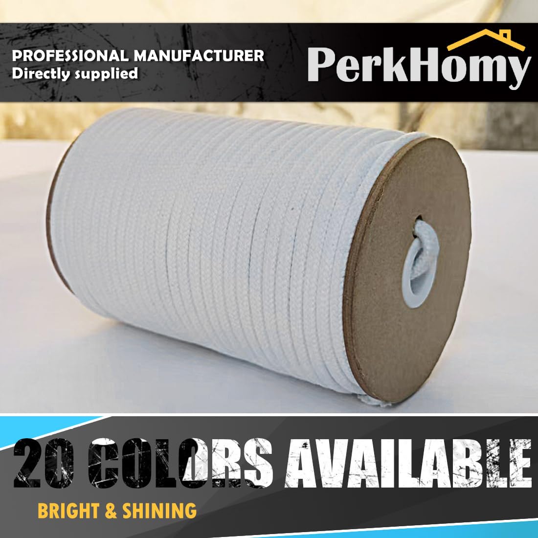 PerkHomy 200 Feet Cotton Rope 3/16" (5mm) Multi Purpose Utility Diamond Braided Cord, Natural Cotton for Clothes Line Camping Crafting Flag Pole, Natural White