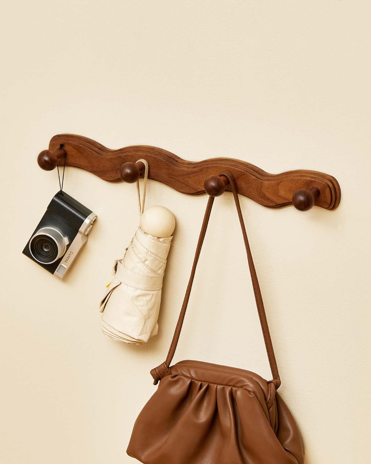 Wood Coat Rack Wall Mount - 4Pack Walnut Coat Hooks for Hanging Clothes,Keys, Robes,Purse,Towels,Bags,Backpack, Modern Decorative Wall hooks Heavy Duty Hanger Organizer for Bathroom,Entryway & Bedroom