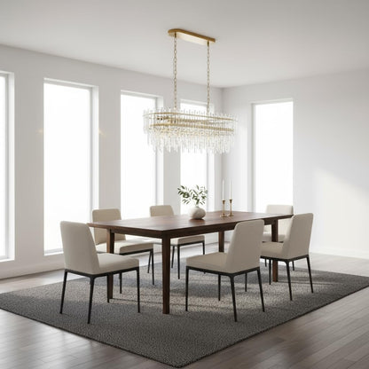 Lt-vt Modern Rectangular Crystal Chandelier Gold Finish Linear Pendant 10-Light Fixture for Dining Room Living Room Ceiling Lamp Contemporary Home Decor L37.4''