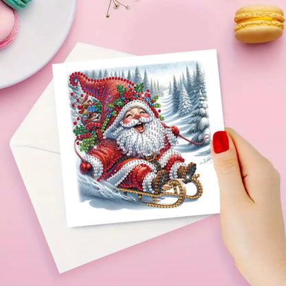 LAKEQUILL 6 PCS Christmas Diamond Art Painting Cards Kit with Envelopes DIY Greeting Card Making Craft for Adults Snowman & Santa Design |Holiday Birthday Gift Idea