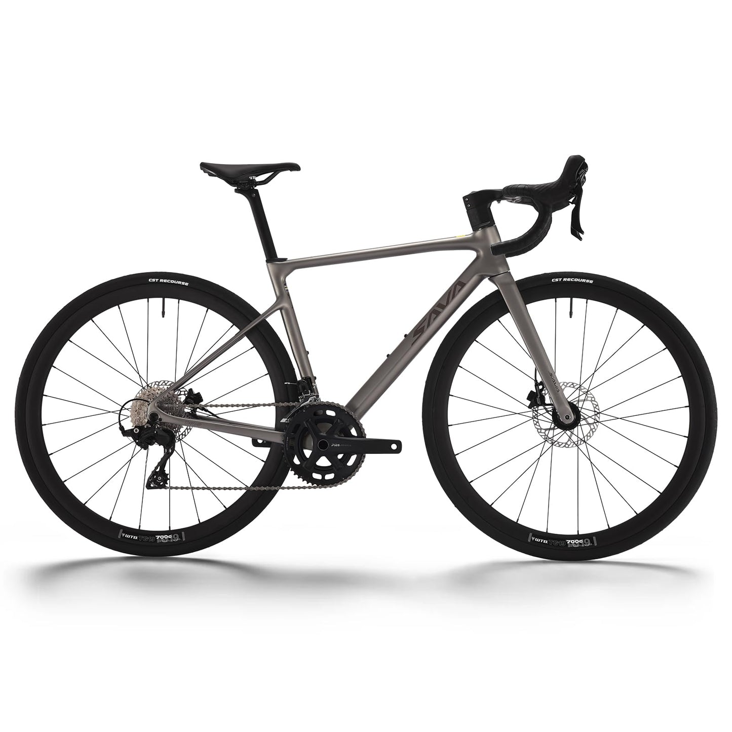 SAVADECK Carbon Fiber Lightweight Road Bike – Full Carbon Frame, Fork, Handlebar & Seatpost, Hydraulic Disc Brake with Shimano 105 R7100 24-Speed Drivetrain – Racing Bicycle for Adults(Gray,54cm)
