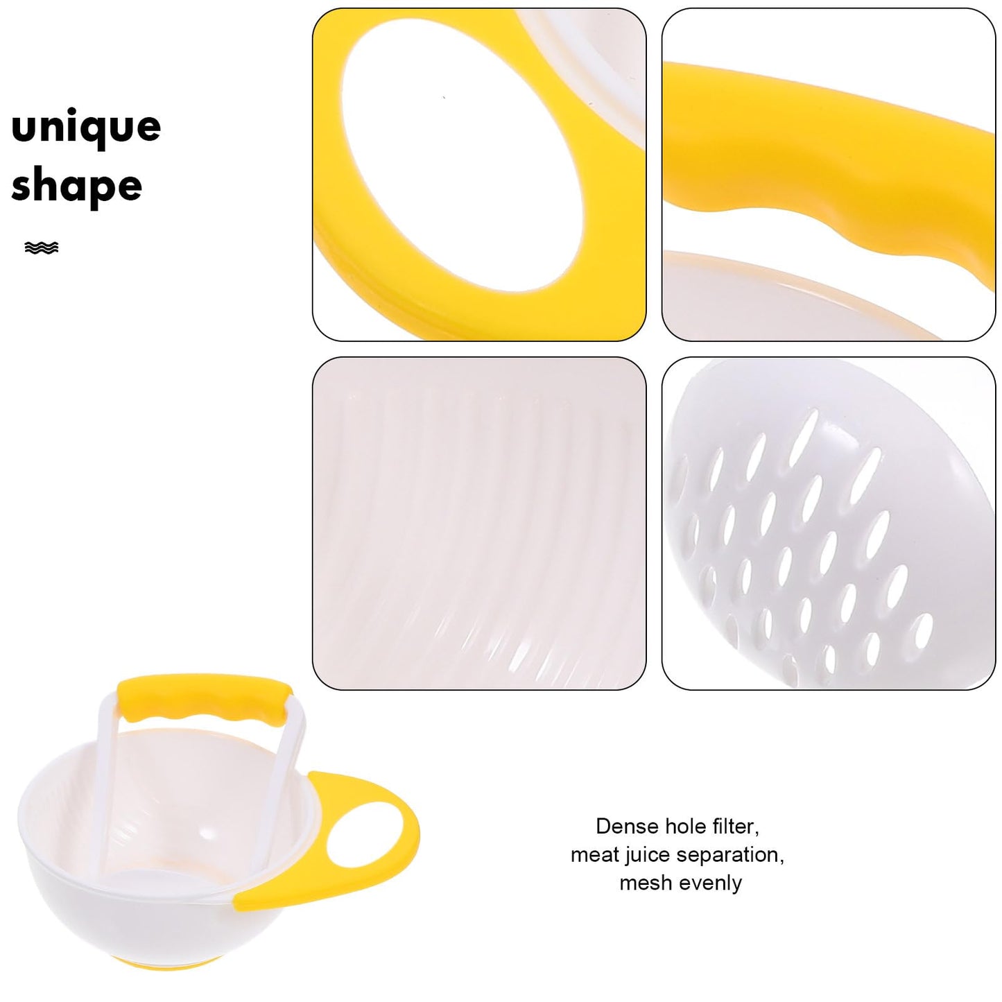 Baby Food Masher 2 Sets Mashing Bowl with Handle Masher, Manual Baby Food Grinder Bowl Set (Green, Yellow)