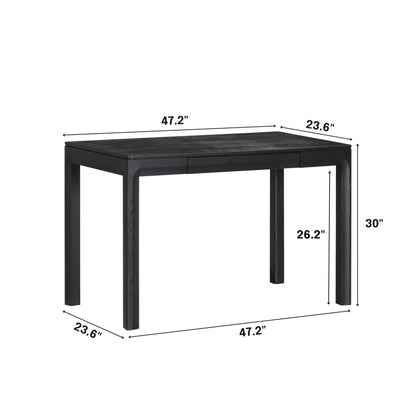 NTC Flow Modern Wooden Rectangle Desk Table with Hidden Drawer – Waterproof & Heat Resistant, Burnt Black