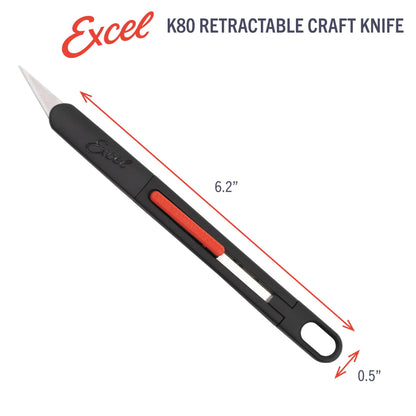 Excel Blades K80 Retractable Craft Knife, Precision Hobby Knife with #11 Blade, 5mm Slim Flat Pen Cutter with Anti-Roll Design, Safety Lock for Paper, Vinyl, Decals, Stencils & Models