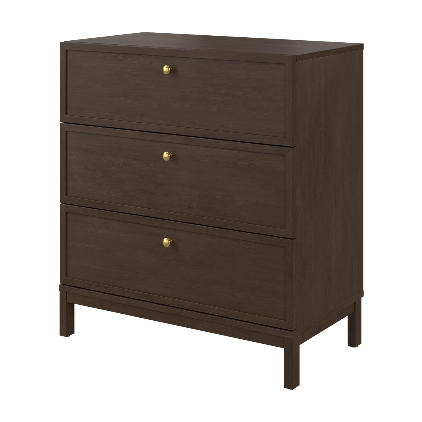 Bush Home 3 Drawer Dresser, Chest of Drawers Storage Organizer for Bedroom and Nursery Organization, Avery Collection, Chocolate Birch