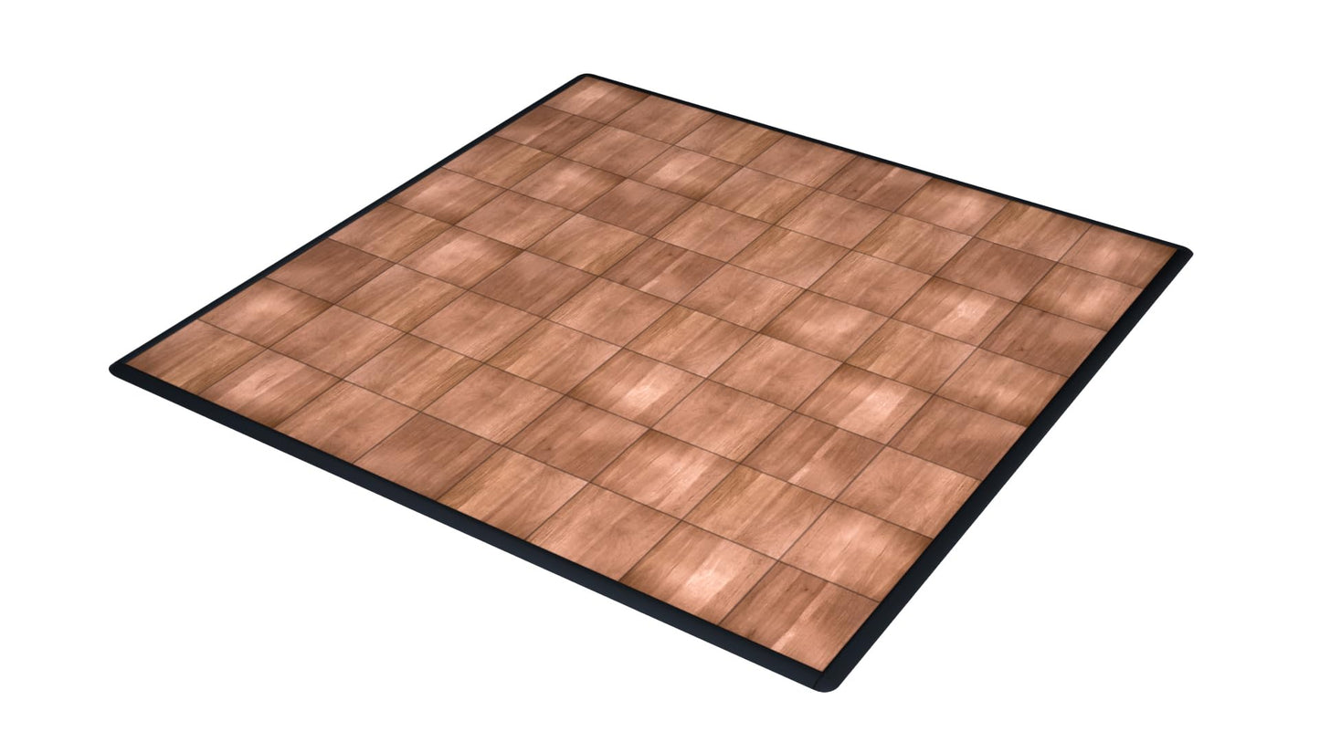 Big Floors Portable Dance Floor, Interlocking Dance Floor Tiles Kit, Lightweight Plastic Modular (8' X 8'), Dark Maple Finish, 96 Piece (64 Sq Ft)