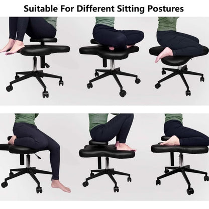 GenSDH Kneeling Chair, Ergonomic Cross Legged Chair with Wheels, Home Office Desk Chair, Meditation Chair, Flexible Design, Height Adjustable, Posture Chair,Orange-One Size