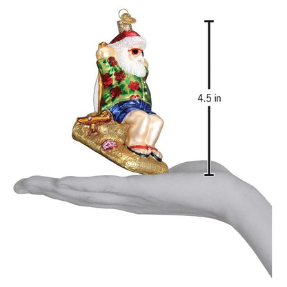 Old World Christmas Sunning Santa Glass Blown Ornament for Christmas Tree, Handcrafted Holiday Decoration, Santa Collection