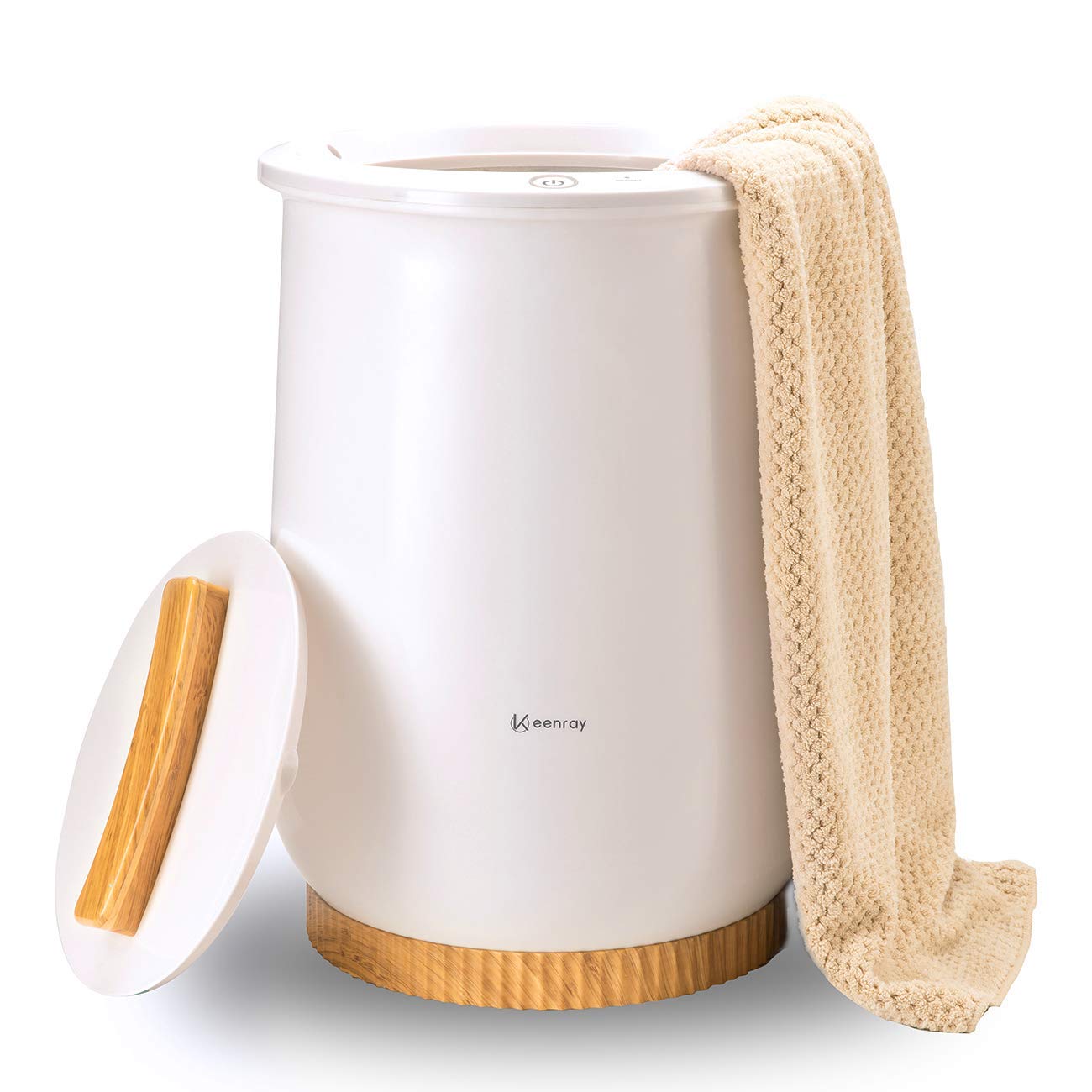 Keenray Bucket Style Towel Warmers, Luxury Bucket Towel Warmer, Large Towel Warmer for Bathroom, Auto Shut Off, Fits Up to Two 40"X70" Oversized Towels, Bathrobes, Blankets, PJ's and More, White, CL1