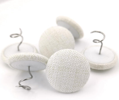 12 Colors Fabric Covered Button Twist Pins for Sofa, Upholstery, Armchair Caddies, Bed Skirts, Slipcovers (Rice White,
