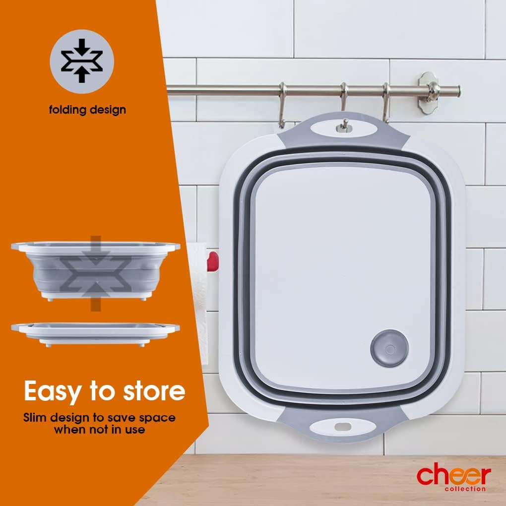 Cheer Collection Collapsible Cutting Board - Silicone Foldable Non-Slip Chopping Board with Drainage Hole