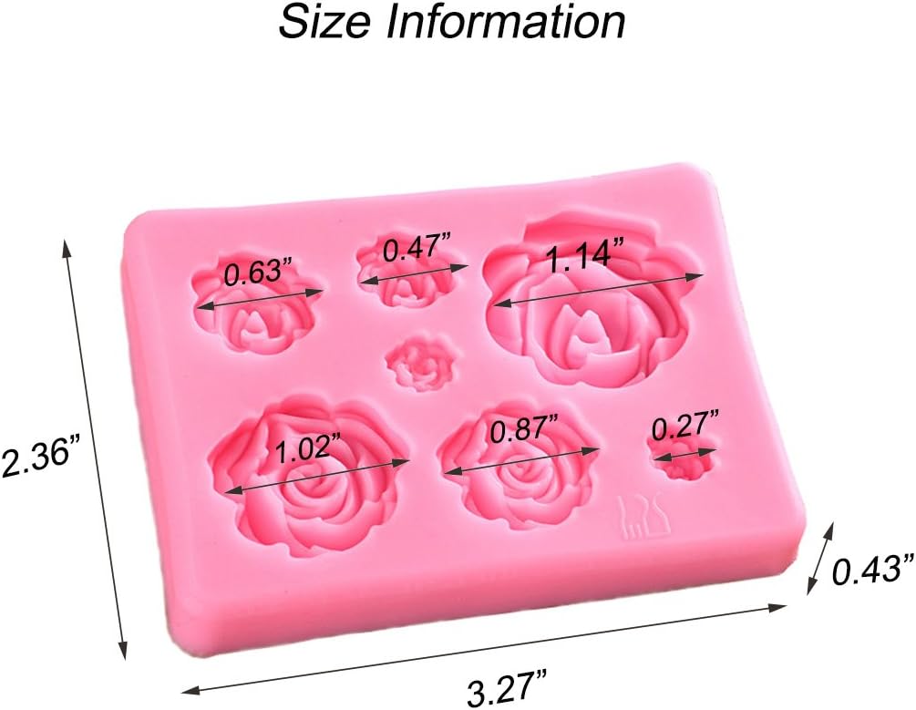 SaSa Design Rose Silicone Mold, Small Soap Clay Fimo Chocolate Baking Tool for Cake Decoration