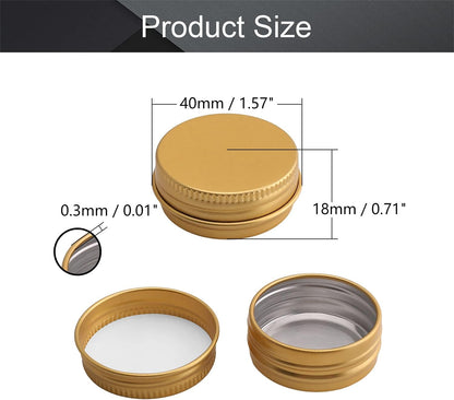 Othmro 24pcs Metal Round Tins - 0.5oz/15ml Aluminum Containers with Screw Lid for Salve, Spices, Lip Balm, Gold