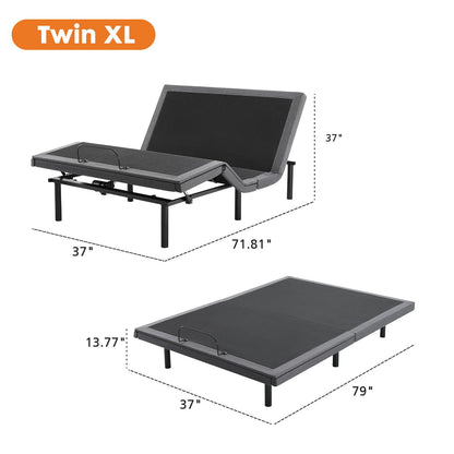 Sweetcrispy Twin XL Adjustable Bed Frame, Ergonomic Electric Base with Wireless Remote and 2 USB Ports, Head and Foot Incline, Zero Gravity, Anti-Snore, Easy Assembly