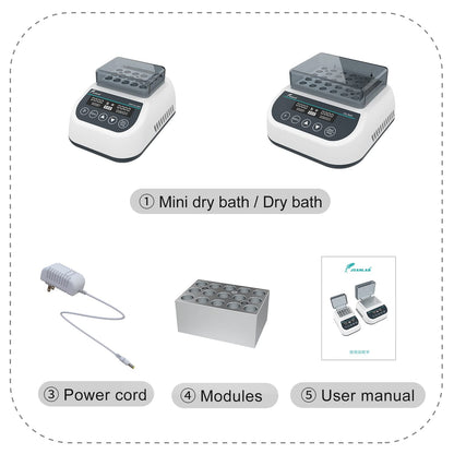 JOANLAB Mini Lab Dry Bath Incubator Digital Laboratory Thermostatic Heater with 1.5ml x 15 Heating Block Programmable Timing Control (Single Heating Function)