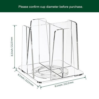 HOUSEDOMO Coffee Cup Organizer for Countertop - Rotating Plastic Cup Holder 4 Compartments Clear Acrylic Cup and Lid Holder for Coffee Bar Restaurant Breakroom Disposable Paper Coffee Cup Dispenser