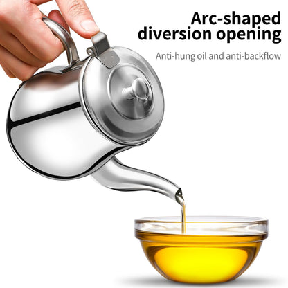 Yardwe Stainless Steel Oil Filter Pot - 24Oz Oil Dispenser with Fine Mesh Strainer for Kitchen Storage and Grease Container