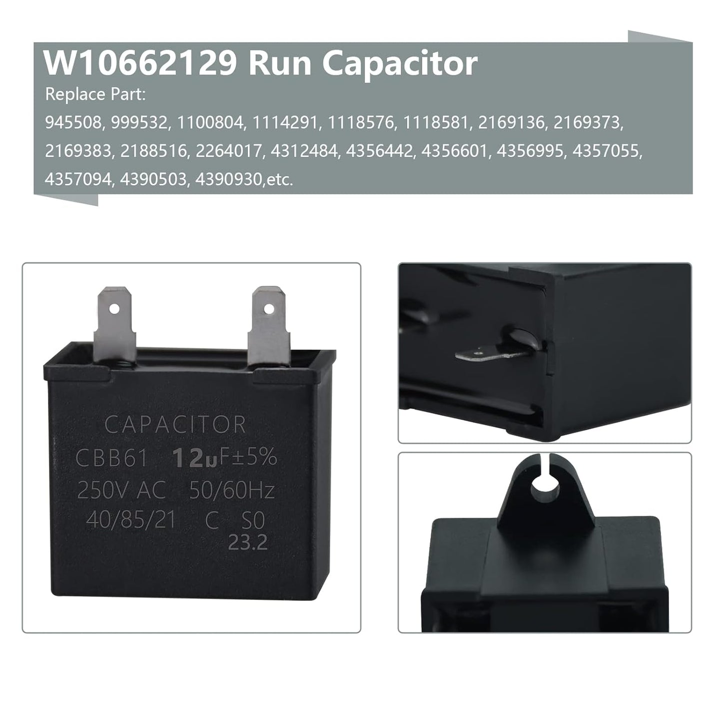 W10189190 TSD2 Refrigerator Compressor Overload Start Relay Combination W10662129 Capacitor by PANDEELS, Replacement