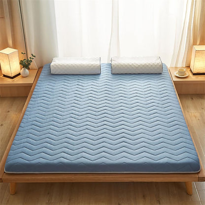 5cm Thick Foldable Floor Mattress – Portable Roll-up Tatami Mattress for Guest, Dorm, Bedroom, Or Apartment – Single & Double Size Blue 120x200cm
