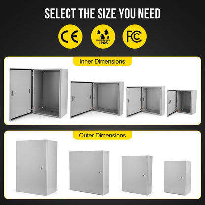 Outdoor Electrical Box,24 x 24 x8 NEMA 4X Steel Junction Box,IP66 Waterproof & Dustproof Electrical Enclosure Box,Outdoor/Indoor Electrical Project Box with Lock & Mounting Plate