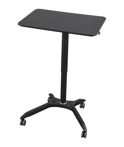 Stand Up Desk Store Pneumatic Adjustable Height Rolling Mobile Laptop Standing Desk Cart (Black Frame/Black Top, 28" Wide)