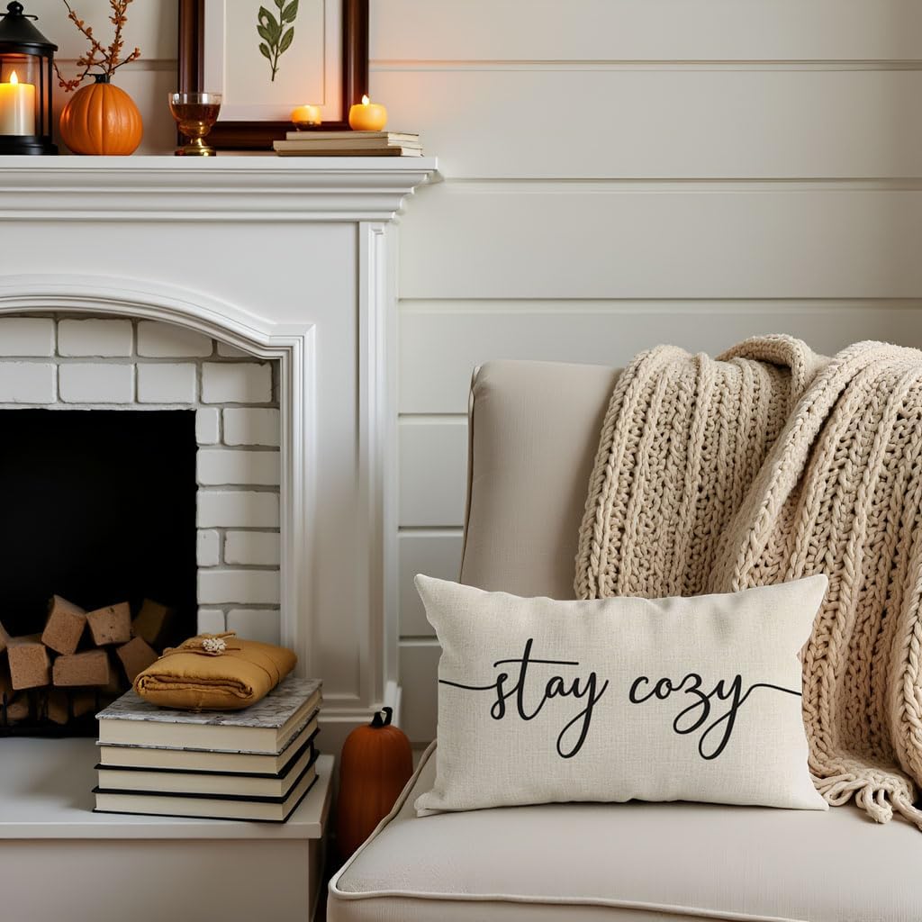 12x20 Inch Cozy PANDICORN Throw Pillow Cover Cream, Stay Decorative Lumbar Cushion Case for Couch Sofa Bed, Neutral