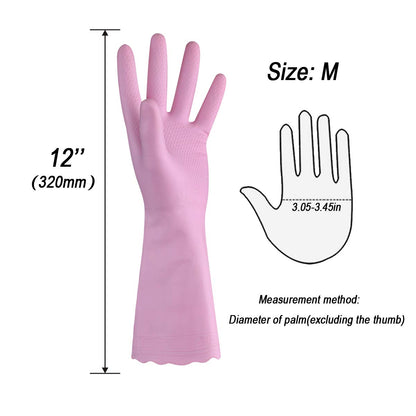 HSL Household Cleaning Gloves - Reusable Kitchen Dishwashing Gloves with Latex free, Cotton lining, Waterproof, Non-Slip (Medium, 3 Pairs)