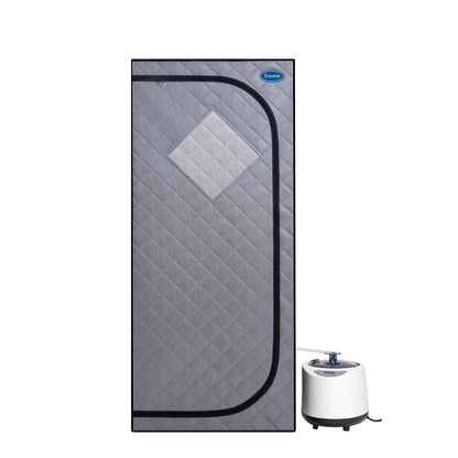 Full Size Portable Grey Steam Sauna Tent: Personal Home Spa with Steam Generator, Remote, Timer, & Foldable Chair