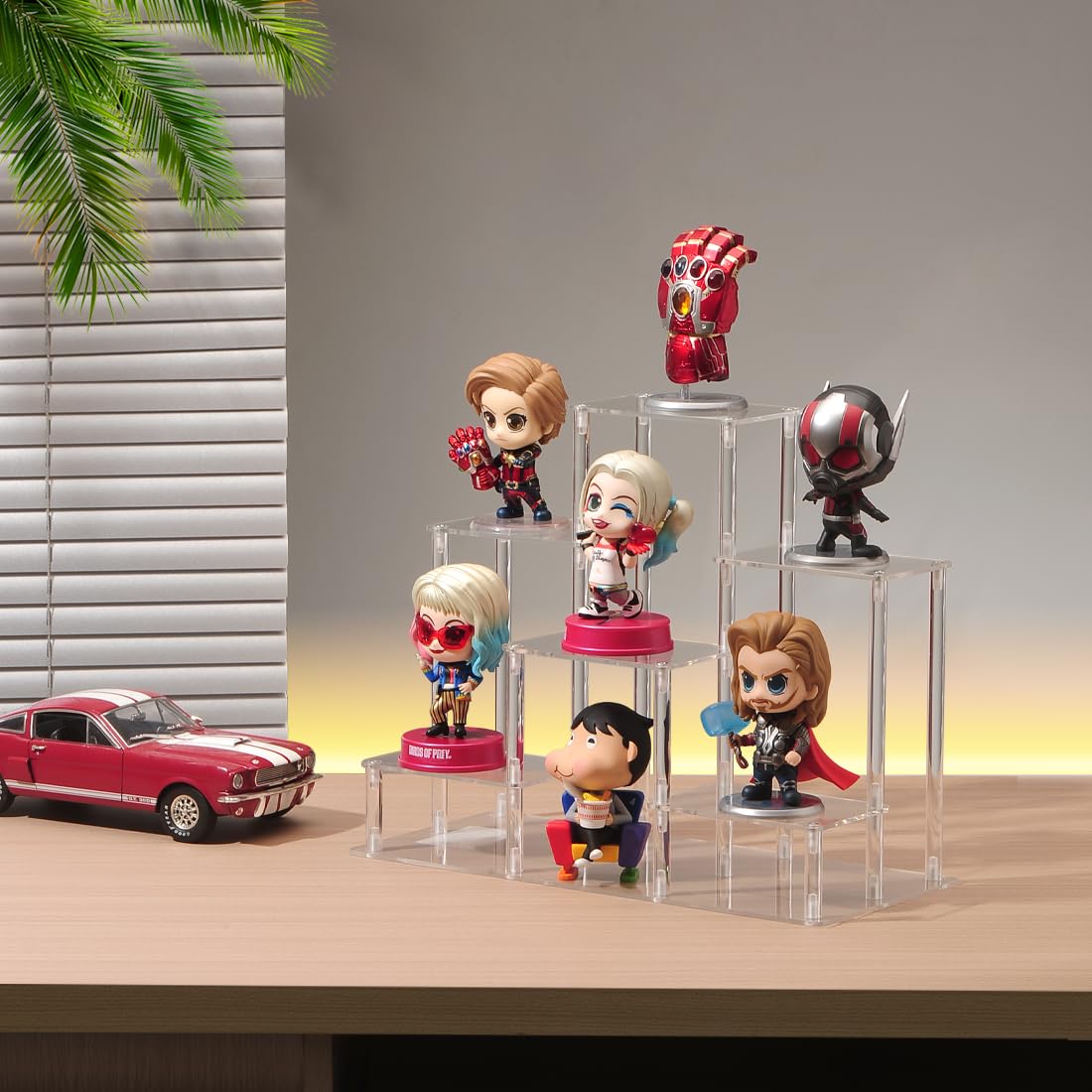 NyTfxkeJ 6 Tier Clear Action Figures Display Risers Stand Shelf, Acrylic Display Stands for Collectibles,Pop Figures Holder Perfumes Organizer,Large Rock Risers Rack